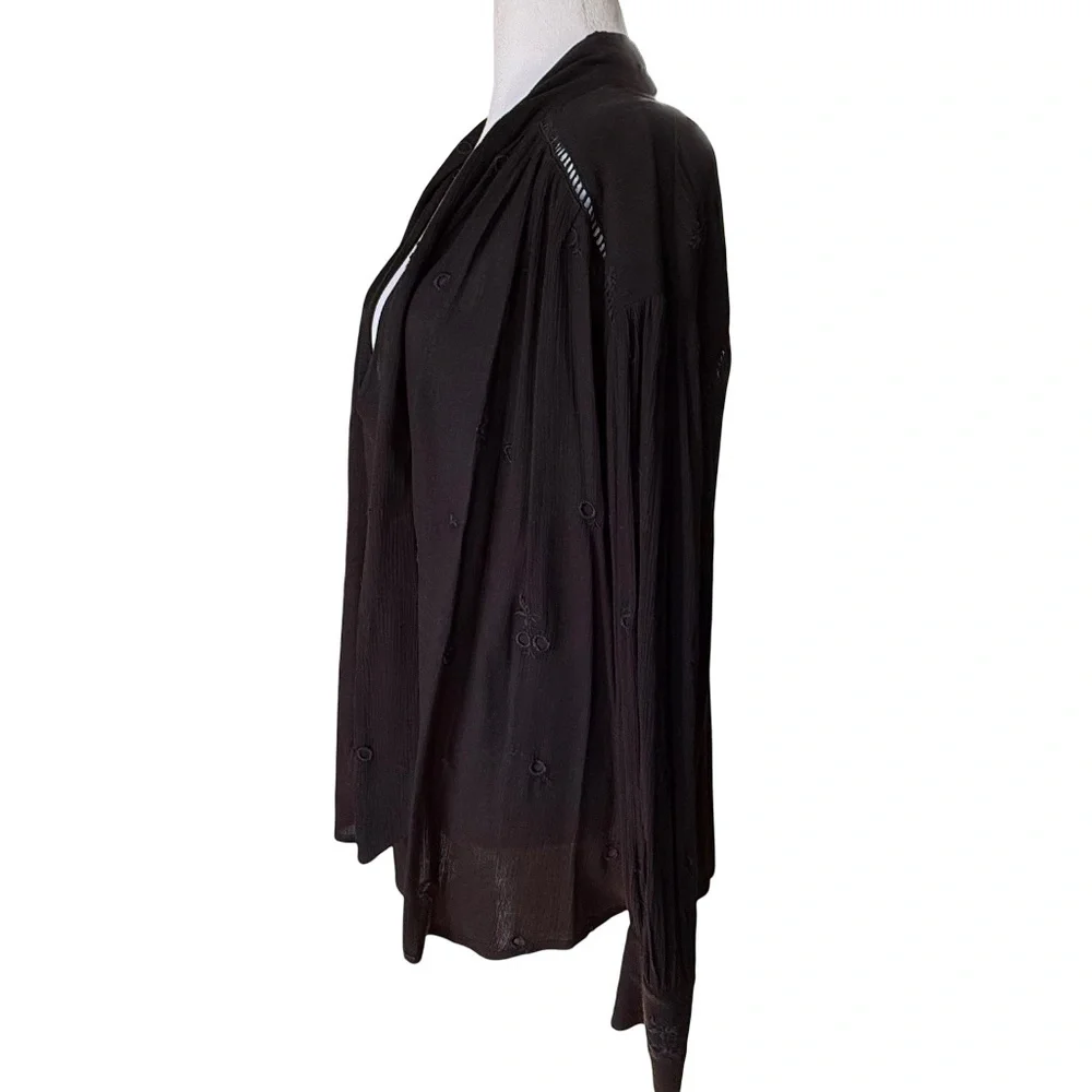Free People Wishful Moments Peasant Blouse Black Size Medium